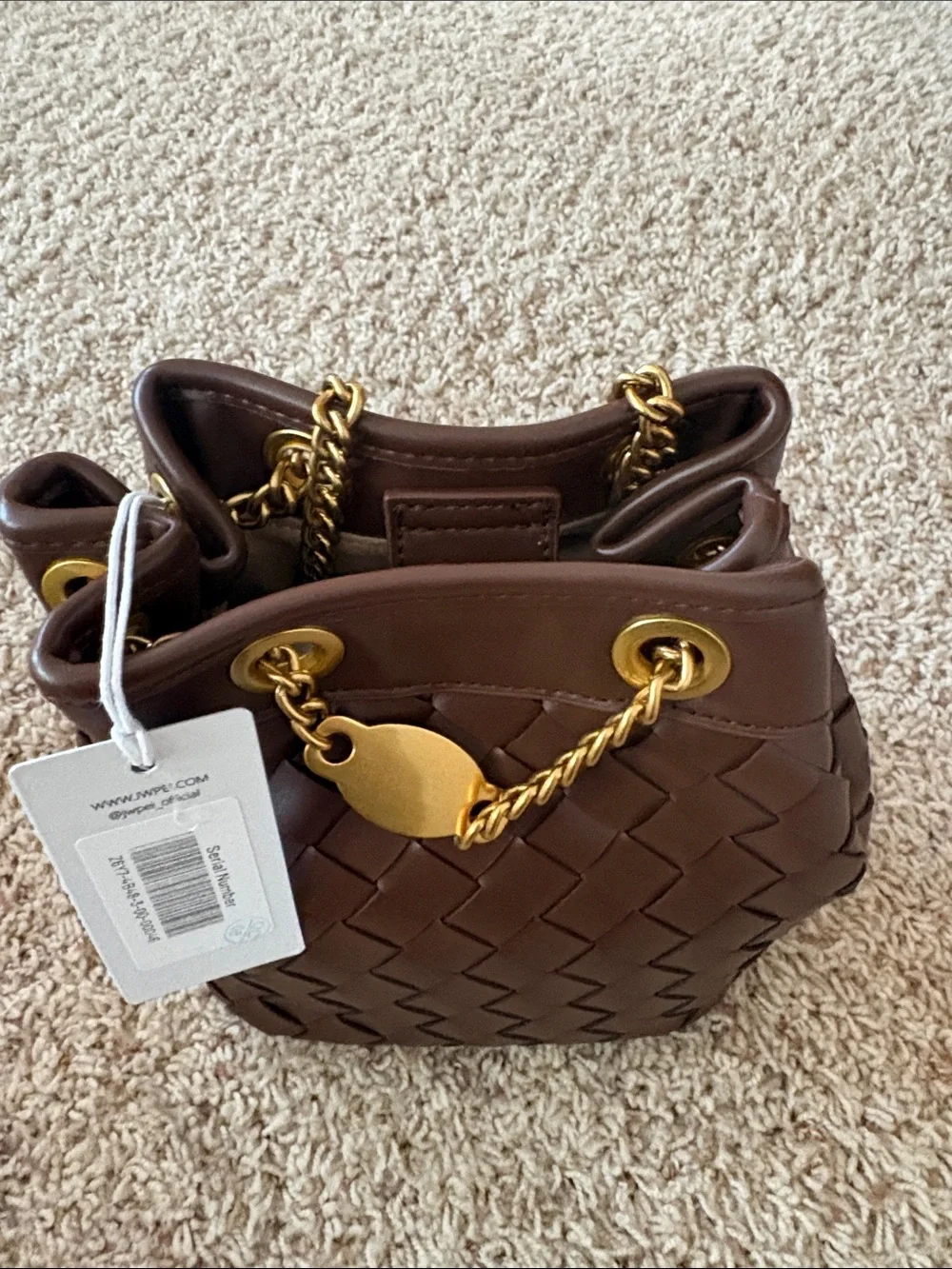 NWT- JW PEI Brown Woven Crossbody with Gold Chain